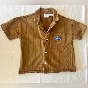 Zara boys short sleeve button down bowler shirt.